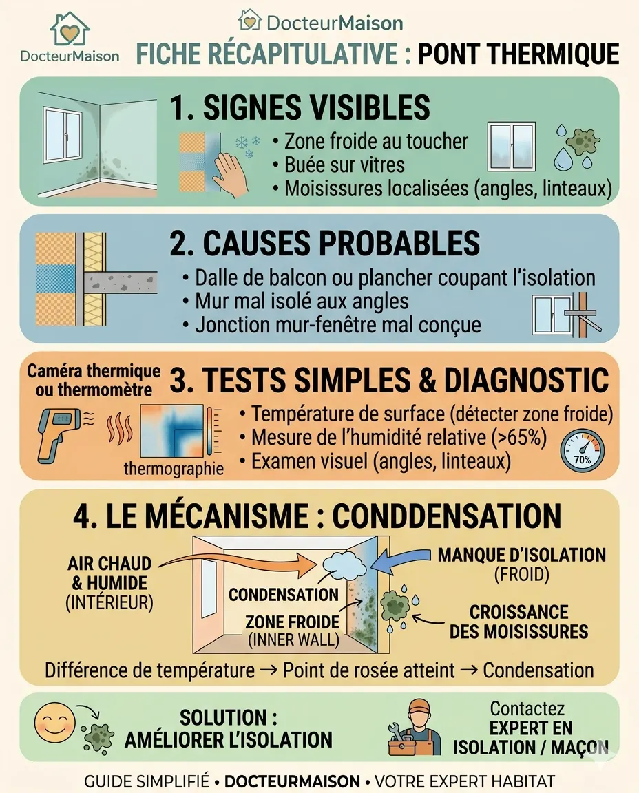 Schéma principal pour comprendre : Pont thermique : signes visibles