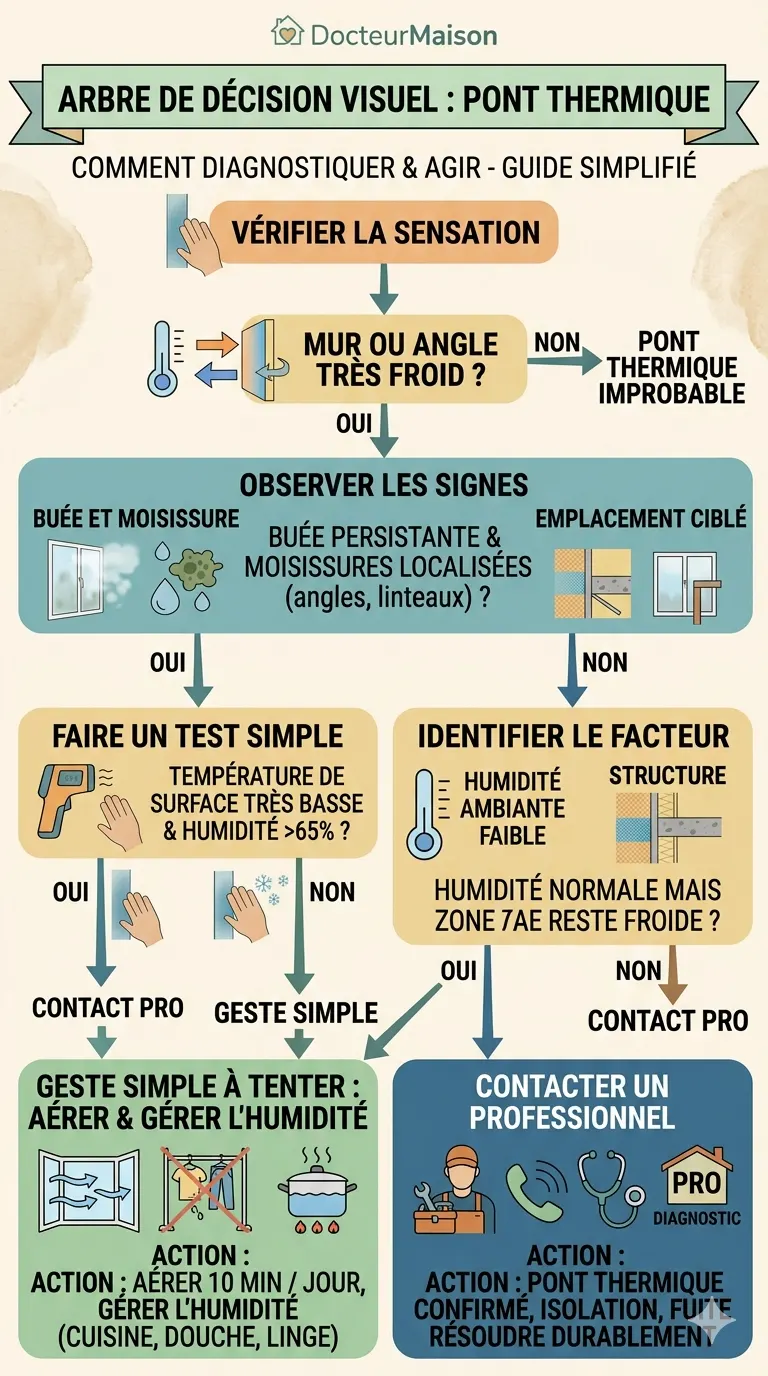 Arbre de décision pour comprendre : Pont thermique : signes visibles