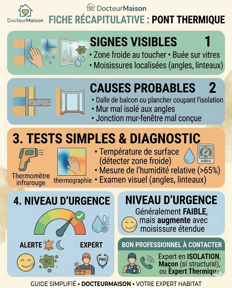 Fiche récapitulative pour comprendre : Pont thermique : signes visibles